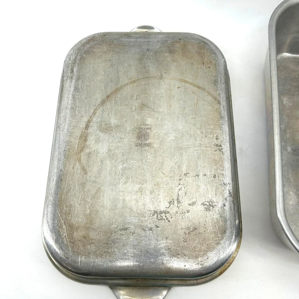 Vintage Wear-Ever Aluminum Roaster Pan No 1225 Large Rectangular Lid USA Made
